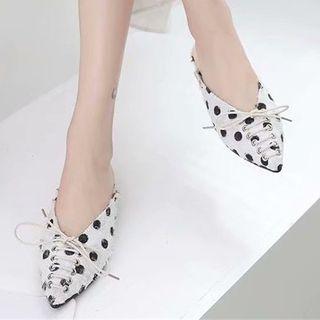 Faux Leather Polka Dot Pointed Mules