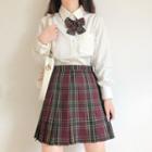 Short-sleeve Shirt / Shirt / Plaid Bow Tie / Set