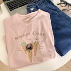 Ice-cream Print Round-neck T-shirt