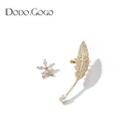 Leaf Flower Alloy Cuff Earring 1 Pair - Gold - One Size