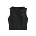 Cut-out Safety Pin Crop Tank Top