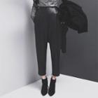 Faux-leather Straight-fit Pants
