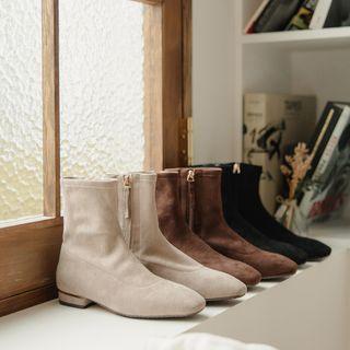 Metallic-trim Faux-suede Ankle Boots