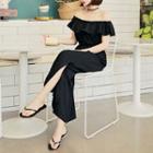 Frilled-detail Slit-side Jumpsuit