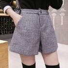 High-waist Woolen Plaid Shorts