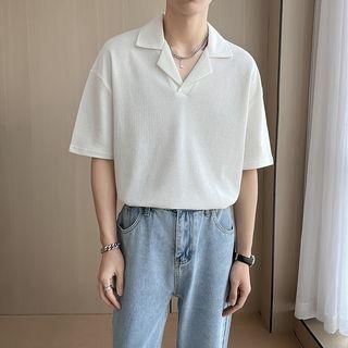 Short-sleeve Plain Polo Shirt / T-shirt / Straight Leg Dress Pants / Set