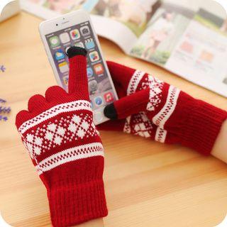Argyle Patterned Touchscreen Gloves