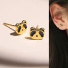 925 Sterling Silver Panda Earring 1 Pair - 925 Silver - Gold - One Size