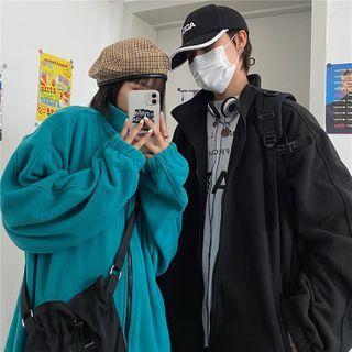 Couple Matching Plain Zip-up Jacket