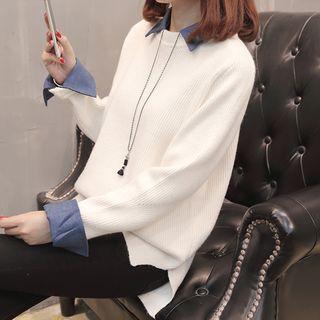 Paneled Collared Sweater