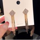 Alloy Rhinestone Fringed Earring Silver Needle - As Shown In Figure - One Size