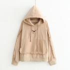 Cat Embroidered Corduroy Hoodie