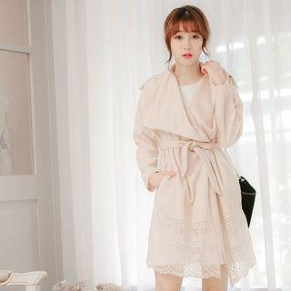 Lace Panel Tie-waist Coat