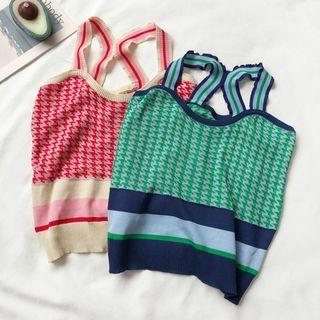 Houndstooth Knit Camisole Top