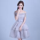 Off-shoulder Tiered Bridesmaid Dress