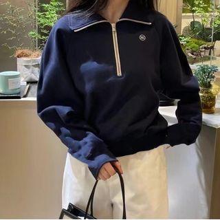 Long Sleeve Zip-up Crop Sweatshirt