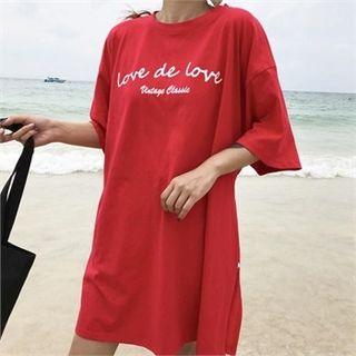 Tie-back Lettering T-shirt Dress