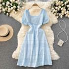 Square-neck Cutout Short-sleeve Dress
