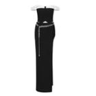 Set: Off-shoulder Corset Top + Slit Maxi Skirt