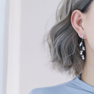 925 Sterling Silver Rhinestone Faux Pearl Dangle Earring