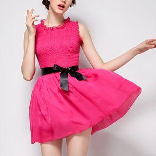Sleeveless Smocked Mini A-line Chiffon Dress