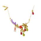 Fashion And Elegant Plated Gold Enamel Lavender Insect Necklace With Cubic Zirconia Golden - One Size