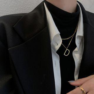 Geometric Pendant Sterling Silver Layered Necklace Gold - One Size