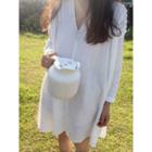 Mandarin-collar Seam-detail Shirtdress
