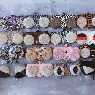 Rhinestone Faux Leather Sunglasses Case