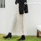 Accordion-pleat Maxi Dotted Skirt