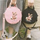 Rabbit Embroidered Shoulder Round Bag