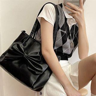 Bow Tote Bag Black - One Size