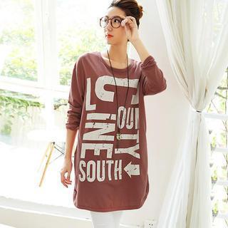Lettering Long-sleeve Dress