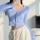 Slim-fit Button-up Crop Top