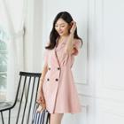 Peaked-lapel A-line Coatdress