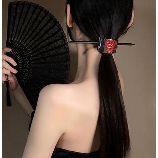 Metal Hair Stick Red & Silver - One Size