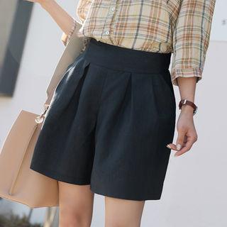 Pleated Linen Blend Skort