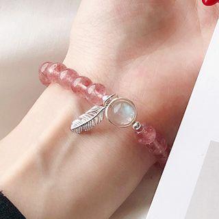 925 Sterling Silver Feather Bead Bracelet As Shown In Figure - One Size