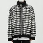 Stand-collar Houndstooth Jacket