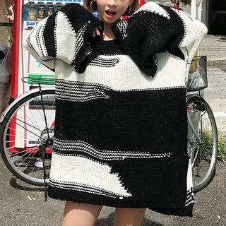 Oversized Two-tone Sweater Black - One Size