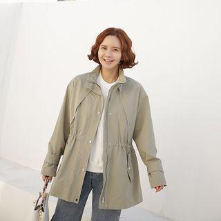 High-neck Contrast-trim Parka