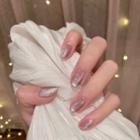Glitter Faux Nail Tips R111 - Nude Pink & Silver - One Size
