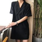 Double Breasted Short Sleeve Shirt Dress