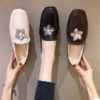 Rhinestone Flower Loafers