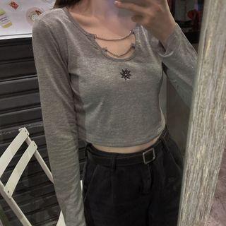 Chain Detail Cropped T-shirt