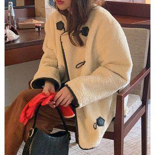 Round Neck Fleece Jacket Almond - One Size