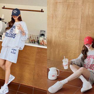 Letter Oversize Sweatshirt & Sweatshorts Set