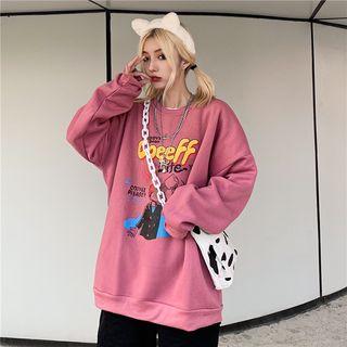 Cartoon Printed Round Neck Pullover