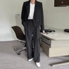 Set: Double-breasted Cropped Jacket + Dress Pants