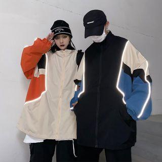 Reflective Colour Block Panel Zipped Jacket